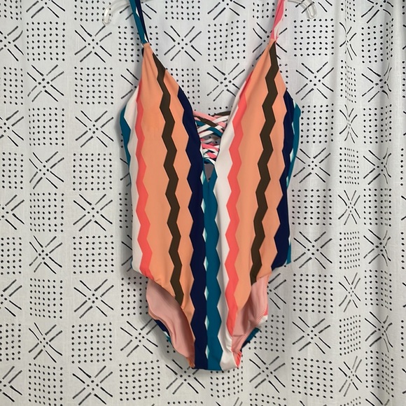 RED CARTER Tanzania Strappy Plunge One Piece Swimsuit NWT - Picture 2 of 9